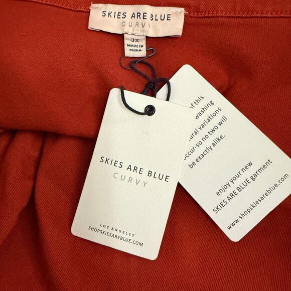 SKIES ARE BLUE Short Sleeve Button Front Jumpsuit Size 3X Rust Orange NEW - Picture 6 of 8